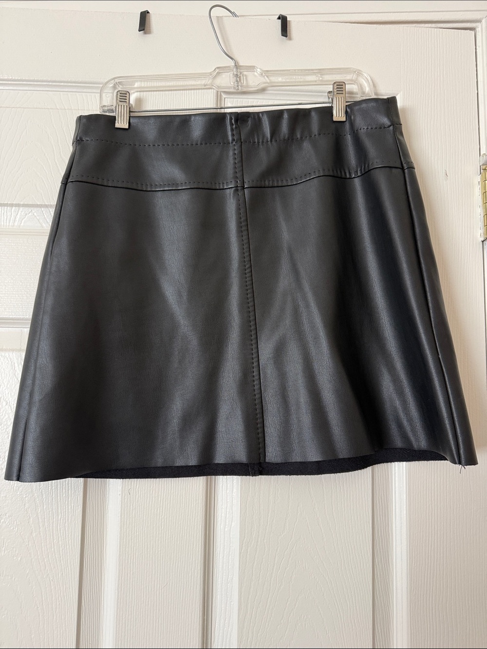 Faux Leather Black A-Line Mini Skirt